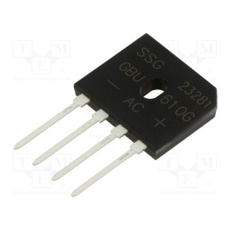 1 pcs x SMC DIODE SOLUTIONS - GBU610GTB - Bridge rectifier: single-phase, Urmax: 1kV, If: 6A, Ifsm: 150A, flat