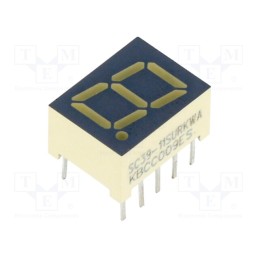 1 pcs x KINGBRIGHT ELECTRONIC - SC39-11SURKWA - Display: LED, 7-segment, 9.9mm, 0.39', No.char: 1, red, 21÷46mcd