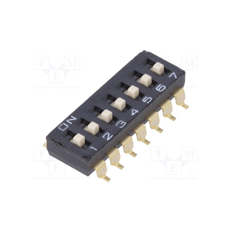 1 pcs x OMRON OCB - A6S7104H - Switch: DIP-SWITCH, Poles number: 7, ON-OFF, 0.025A/24VDC, Pos: 2