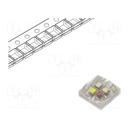 1 pcs x ProLight Opto - PBLB-3LTE-RGBV - LED, RGBW, quadcolour,EMITER, 155°, 300mA, 3W, 3x3x1.8mm, 3030, SMD