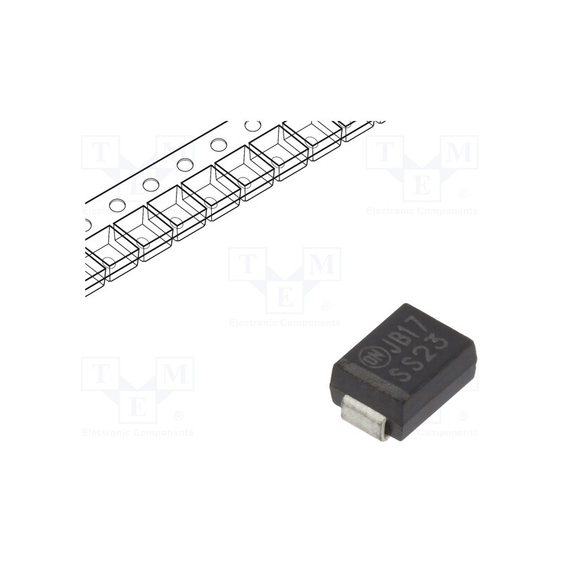 5 pcs x ONSEMI - SS23 - Diode: Schottky rectifying, SMD, 30V, 2A, SMB,