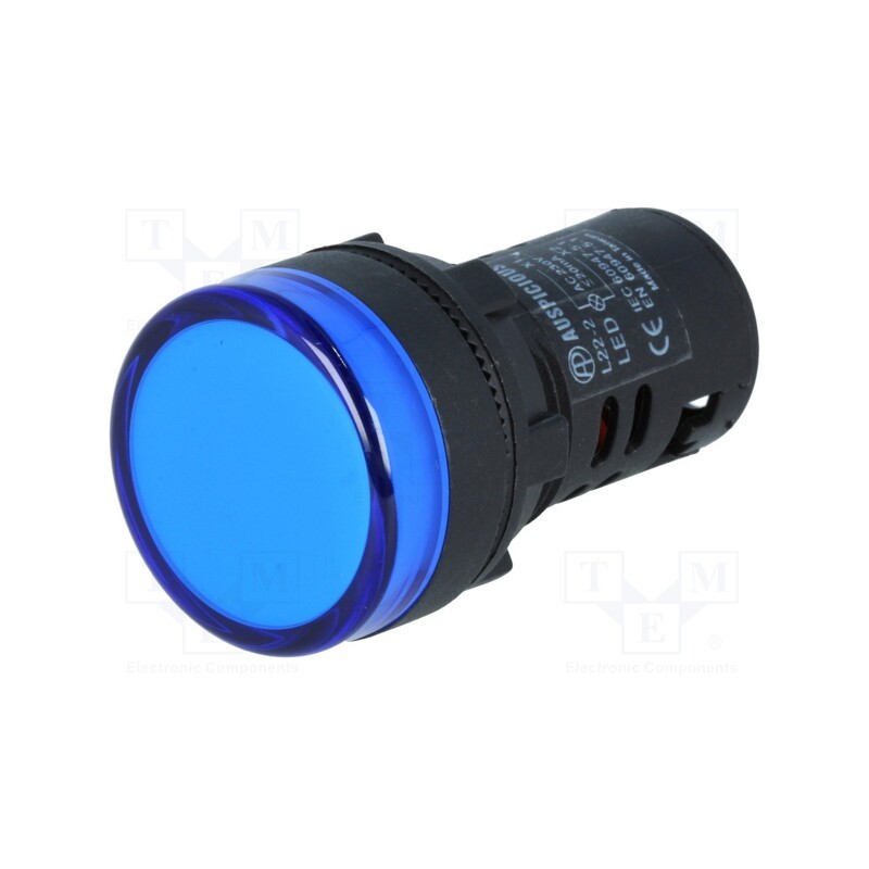 1 pcs x AUSPICIOUS - L22 220VAC BL - Control lamp, 22mm, L22, -20÷60°C, Illumin: LED, 230V, Ø22.5mm, IP65