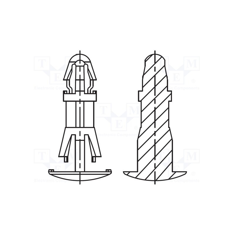 10 pcs x DREMEC - 8G820V41827 - Assembly stud, polyamide 66, L: 12mm, latch/latch, natural