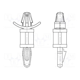 10 pcs x DREMEC - 8G813V40394 - PCB distance, polyamide, L: 15.9mm, snap fastener, natural
