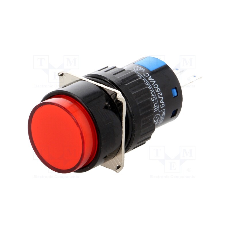 1 pcs x ONPOW - LAS1-AY-11/R-IP40 - Switch: push-button, Pos: 2, SPST, 0.5A/220VAC, ON-(ON), IP40, Ø16mm