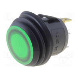 1 pcs x SCI - R13-112B8F-02-BGNN-0A-L2 - ROCKER, SPST, Pos: 2, OFF-(ON), 10A/28VDC, green, IP65, LED, 50mΩ