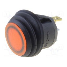 1 pcs x SCI - R13-112B8F-02-BYNN-0A-L2 - ROCKER, SPST, Pos: 2, OFF-(ON), 10A/28VDC, yellow, IP65, LED, 50mΩ
