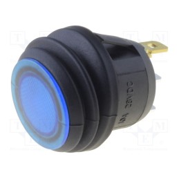 1 pcs x SCI - R13-112B8F-02-BUNN-0A-L2 - ROCKER, SPST, Pos: 2, OFF-(ON), 10A/28VDC, blue, IP65, LED, 50mΩ