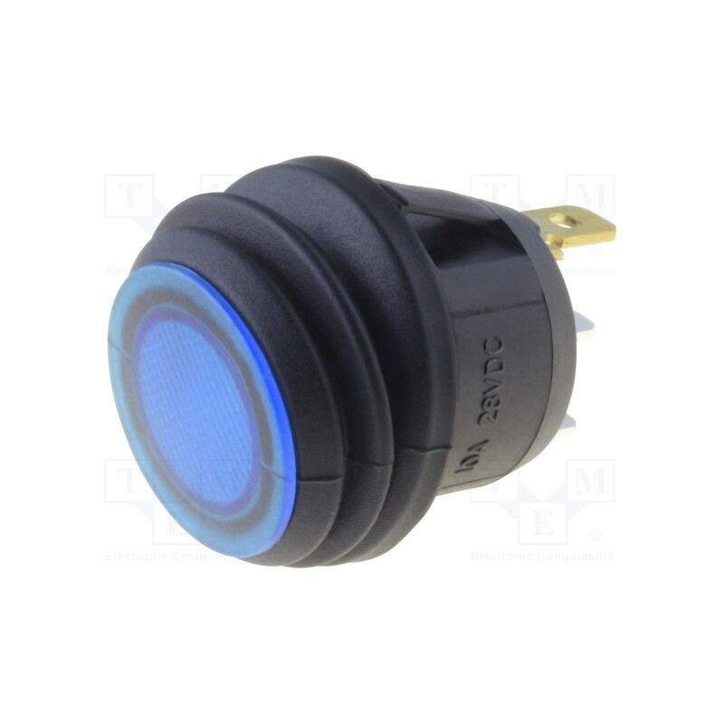 1 pcs x SCI - R13-112B8F-02-BUNN-0A-L2 - ROCKER, SPST, Pos: 2, OFF-(ON), 10A/28VDC, blue, IP65, LED, 50mΩ