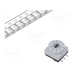1 pcs x PTR HARTMANN - P65SMT101TR - Encoding switch, DEC/BCD, Pos: 10, SMD, Rcont max: 80mΩ, P65