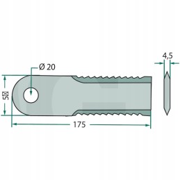Toothed flail knife for ridge straw shredders