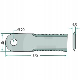 Toothed flail knife for ridge straw shredders