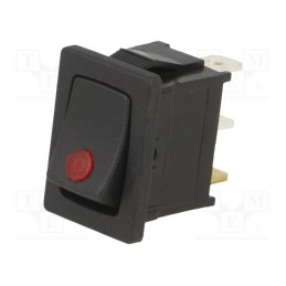 1 pcs x SWITCH COMPONENTS - RF2-1A-DC-2-RL - ROCKER, SPST, Pos: 2, ON-OFF, 16A/12VDC, black, LED, Rcont max: 50mΩ