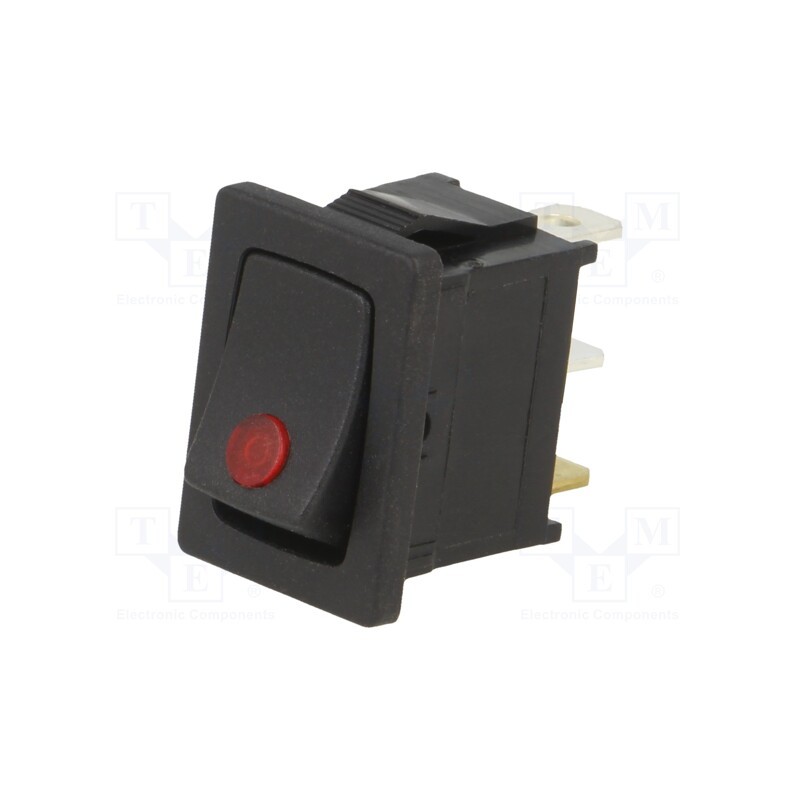 1 pcs x SWITCH COMPONENTS - RF2-1A-DC-2-RL - ROCKER, SPST, Pos: 2, ON-OFF, 16A/12VDC, black, LED, Rcont max: 50mΩ