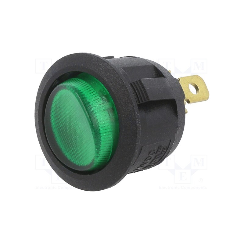 1 pcs x SWITCH COMPONENTS - RA1-1A-DC-2-GL - ROCKER, SPST, Pos: 2, ON-OFF, 20A/14VDC, green, LED, Rcont max: 50mΩ
