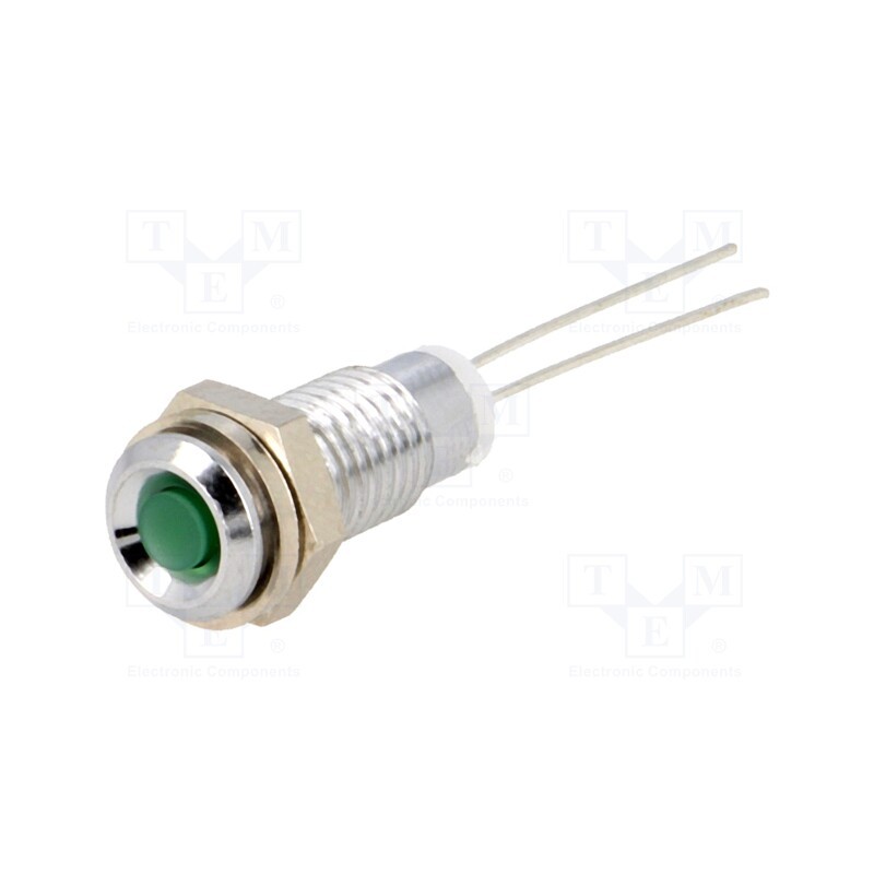 1 pcs x MENTOR - M.3030G - Indicator: LED, prominent, green, Ø6mm, for PCB, brass, ØLED: 3mm