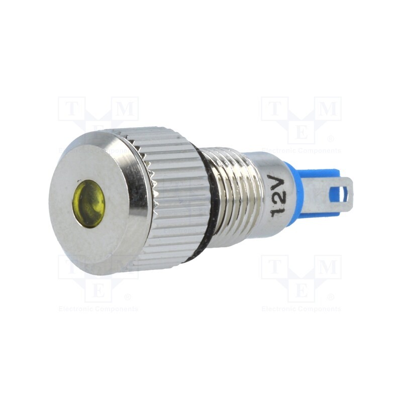 1 pcs x ONPOW - GQ8F-D/Y/12 - Indicator: LED, flat, yellow, 12VDC, Ø8mm, IP67, for soldering