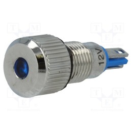 1 pcs x ONPOW - GQ8F-D/B/12 - Indicator: LED, flat, blue, 12VDC, Ø8mm, IP67, for soldering, brass