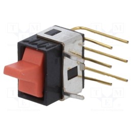 1 pcs x NKK SWITCHES - GW22LCH - ROCKER, DPDT, Pos: 2, ON-ON, 0.1A/28VAC, 0.1A/28VDC, red, none, THT