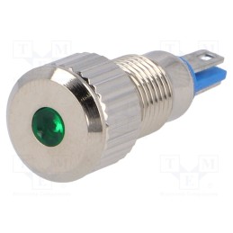 1 pcs x ONPOW - GQ8F-D/G/24 - Indicator: LED, flat, green, 24VDC, Ø8mm, IP67, for soldering, brass