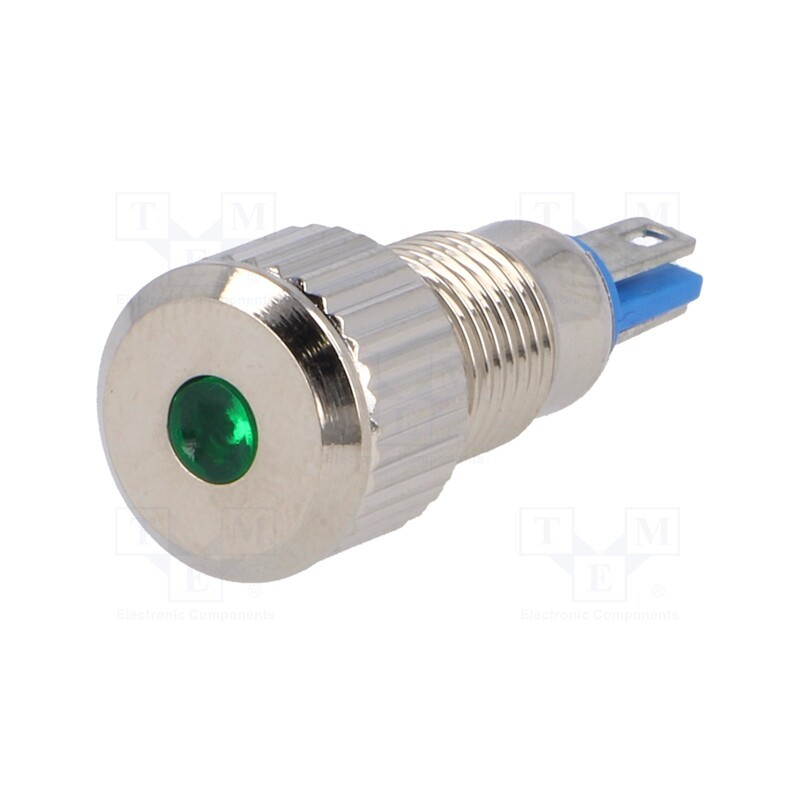 1 pcs x ONPOW - GQ8F-D/G/24 - Indicator: LED, flat, green, 24VDC, Ø8mm, IP67, for soldering, brass