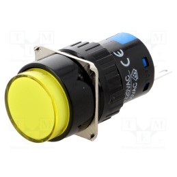 1 pcs x ONPOW - LAS1-AY-11/Y-IP40 - Switch: push-button, Pos: 2, SPST, ON-(ON), IP40, Ø16mm