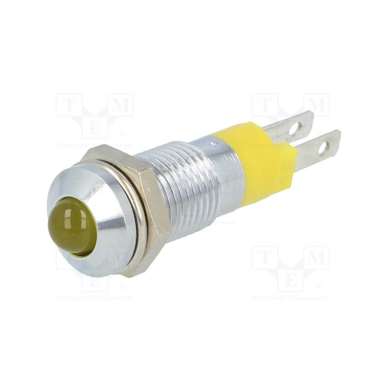 1 pcs x SIGNAL-CONSTRUCT - SMQD08114 - Indicator: LED, prominent, yellow, 24÷28VDC, Ø8.2mm, IP40, metal