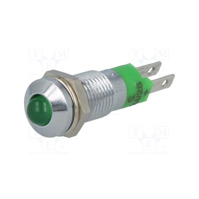 1 pcs x SIGNAL-CONSTRUCT - SMQD08214 - Indicator: LED, prominent, green, 24÷28VDC, Ø8.2mm, IP40, metal