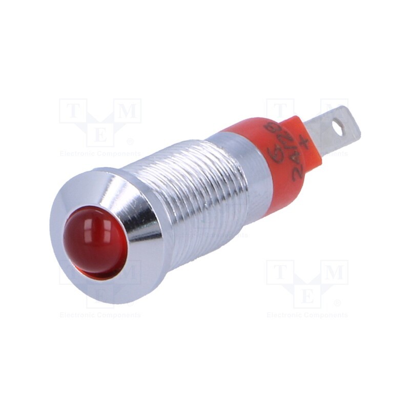 1 pcs x SIGNAL-CONSTRUCT - SMQD08014 - Indicator: LED, prominent, red, 24÷28VDC, Ø8.2mm, IP40, metal