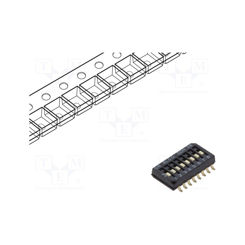 1 pcs x TE Connectivity - 1-1571983-1 - Switch: DIP-SWITCH, Poles number: 8, ON-OFF, 0.1A/50VDC, Pos: 2
