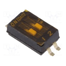 1 pcs x C&K - TDA02H0SB1 - Switch: DIP-SWITCH, Poles number: 2, OFF-ON, 0.025A/24VDC, Pos: 2