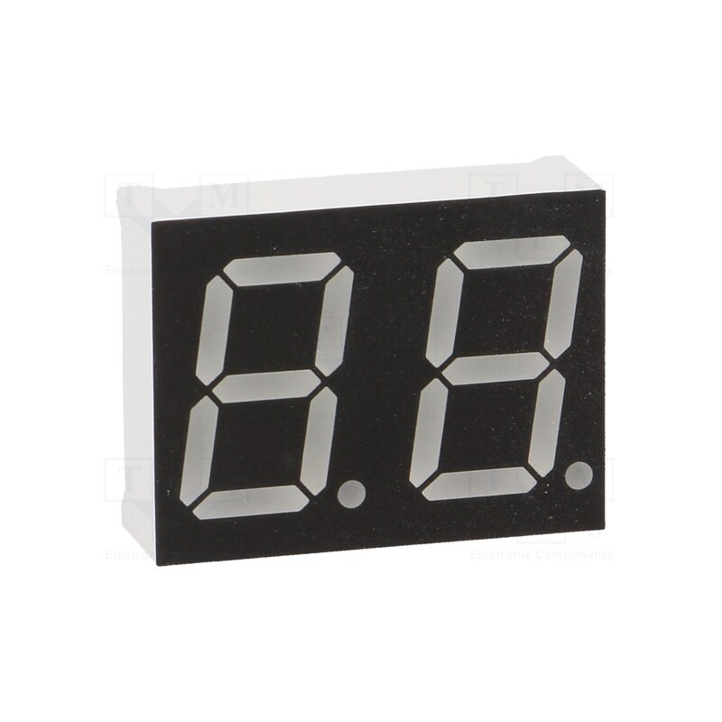 1 pcs x OPTO Plus LED - OPD-D5630UPG-BW - Display: LED, 7-segment, 14.2mm, 0.56', No.char: 2, green, 160mcd