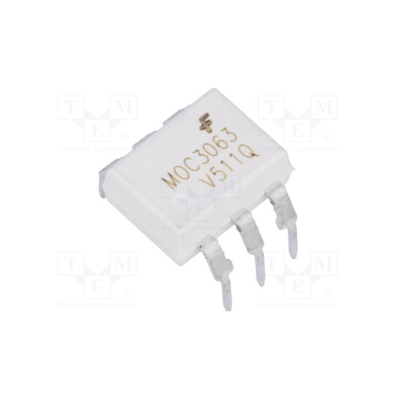 1 pcs x ONSEMI - MOC3063TVM - Optotriac, 5.3kV, Uout: 600V, zero voltage crossing driver, DIP6