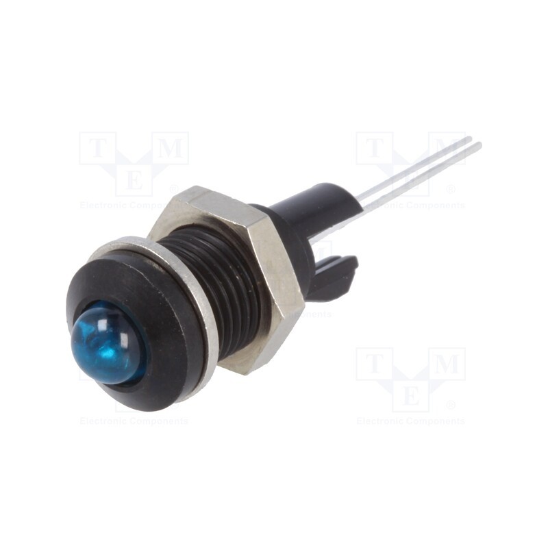 1 pcs x MENTOR - 2665.8063 - Indicator: LED, prominent, blue, Ø8mm, for PCB, brass, ØLED: 5mm