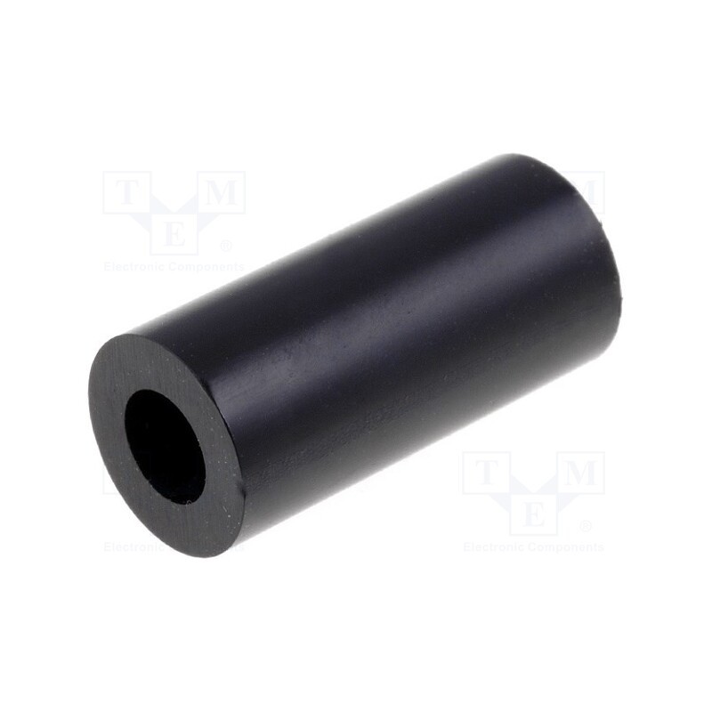 50 pcs x FIX&FASTEN - KDR15 - Spacer sleeve, cylindrical, polystyrene, L: 15mm, Øout: 7mm, black
