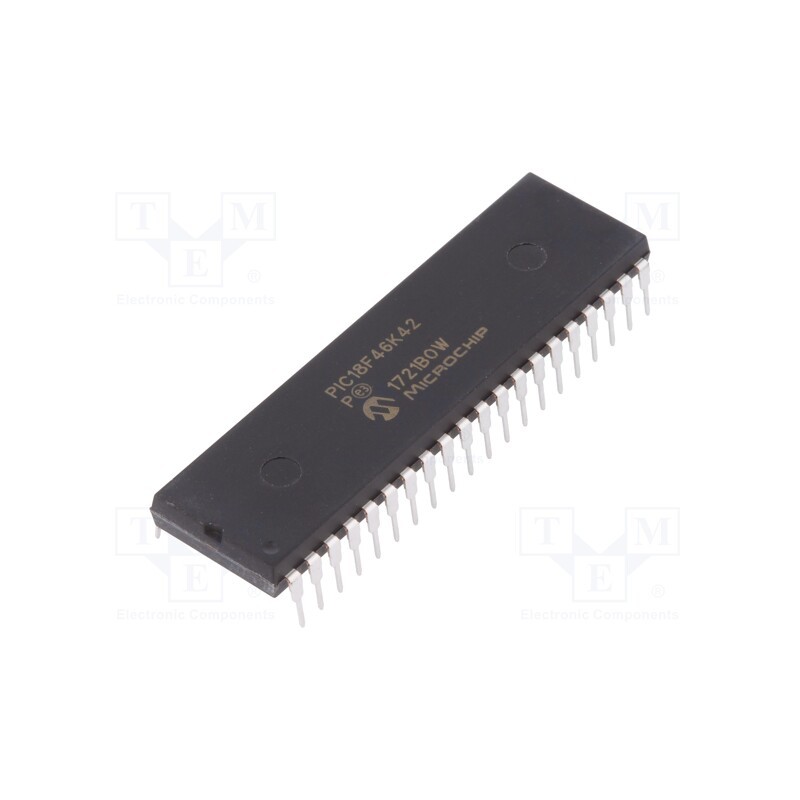 1 pcs x MICROCHIP TECHNOLOGY - PIC18F46K42-I/P - IC: PIC microcontroller, 64kB, 64MHz, 2.3÷5.5VDC, THT, DIP40, PIC18