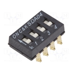1 pcs x C&K - SDA04H0SB - Switch: DIP-SWITCH, Poles number: 4, ON-OFF, 0.025A/24VDC, Pos: 4