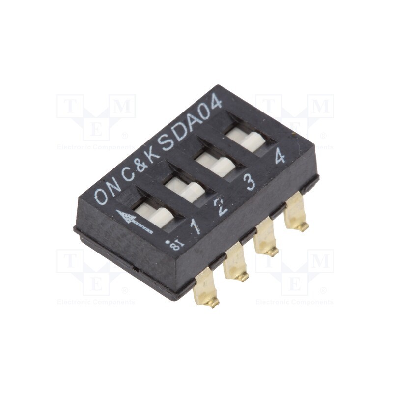 1 pcs x C&K - SDA04H0SB - Switch: DIP-SWITCH, Poles number: 4, ON-OFF, 0.025A/24VDC, Pos: 4