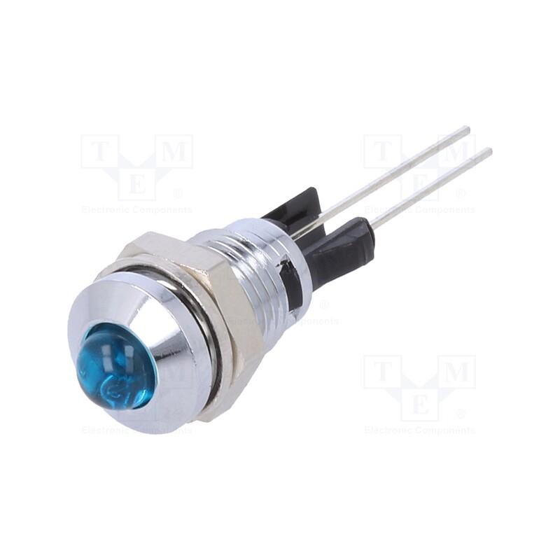 1 pcs x MENTOR - 2665.8061 - Indicator: LED, prominent, blue, Ø8mm, for PCB, brass, ØLED: 5mm