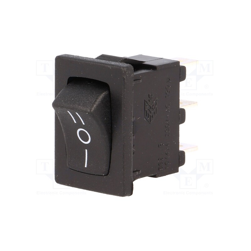 1 pcs x BULGIN - H8620VBBB141W - ROCKER, SP3T, Pos: 3, ON-OFF-ON, 10A/250VAC, 10A/28VDC, black, none