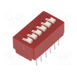 1 pcs x C&K - BD06 - Switch: DIP-SWITCH, Poles number: 6, 0.1A/50VDC, Pos: 2, -40÷85°C