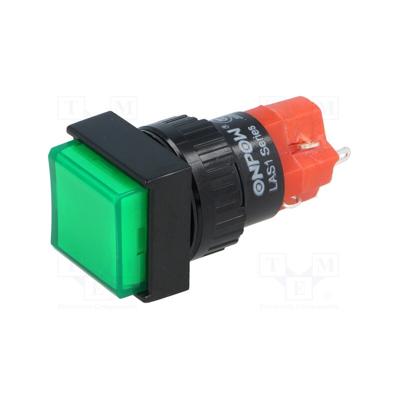 1 pcs x ONPOW - LAS1F-11/G-IP40 - Switch: push-button, Pos: 2, SPDT, 3A/250VAC, 2A/24VDC, ON-(ON)