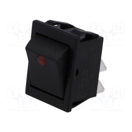 1 pcs x BULGIN - C1553PLMBR3 - ROCKER, DPST, Pos: 2, ON-OFF, 16A/250VAC, black, neon lamp,point