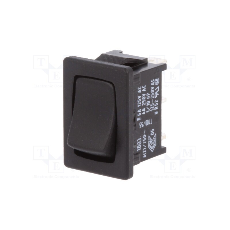 1 pcs x Marquardt - 1803.1202 - ROCKER, SPDT, Pos: 2, OFF-(ON), 4A/250VAC, black, IP40, none, 100mΩ