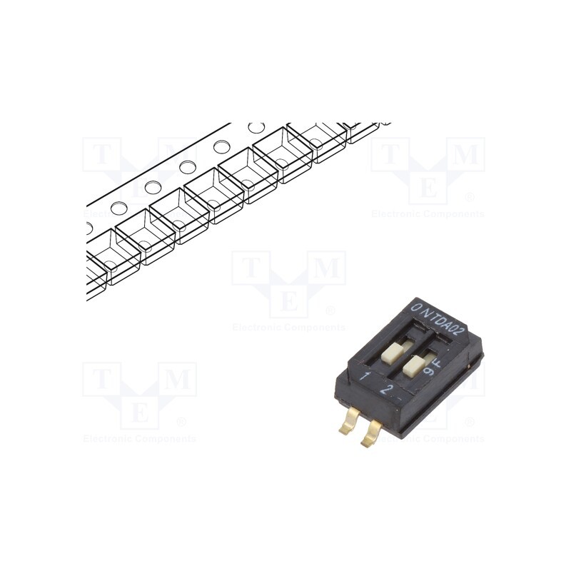 1 pcs x C&K - TDA02H0SB1R - Switch: DIP-SWITCH, Poles number: 2, OFF-ON, 0.025A/24VDC, Pos: 2
