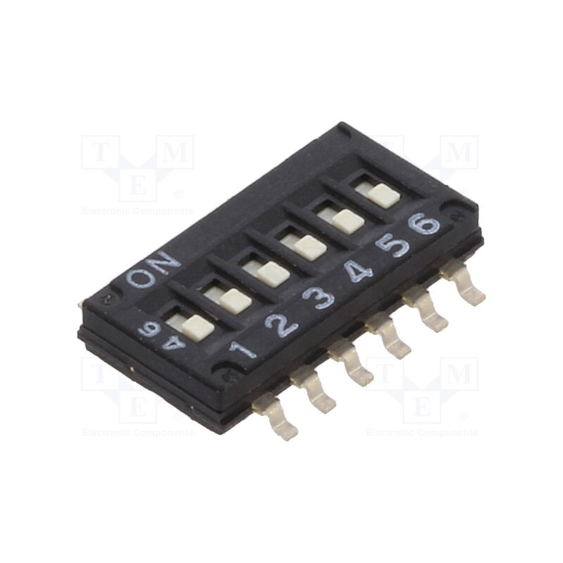 1 pcs x OMRON OCB - A6H-6101 - Switch: DIP-SWITCH, Poles number: 6, ON-OFF, 0.025A/24VDC, Pos: 2