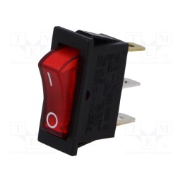 1 pcs x SCI - R13-91B-01-BR-2D-N-2 - ROCKER, SPST, Pos: 2, ON-OFF, 10A/250VAC, red, neon lamp, 250V, 50mΩ