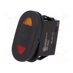 1 pcs x SCI - R13-271D3-01-BBRY - ROCKER, SP3T, Pos: 3, ON-OFF-ON, 21A/14VDC, black, LED,point, 14VDC