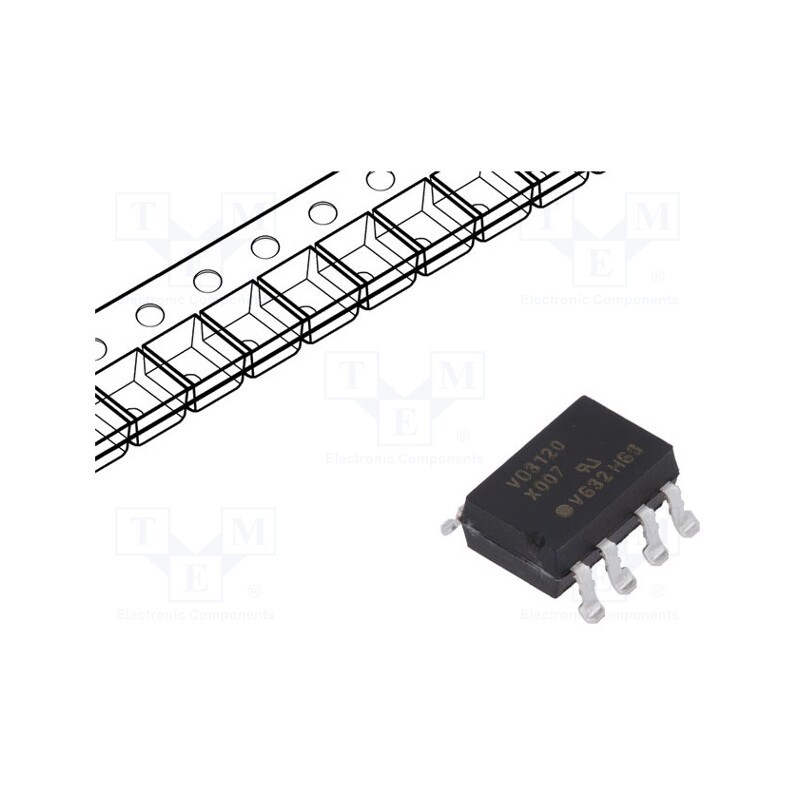 1 pcs x VISHAY - VO3120-X007T - Optocoupler, SMD, Ch: 1, OUT: IGBT driver, 5.3kV, Gull wing 8