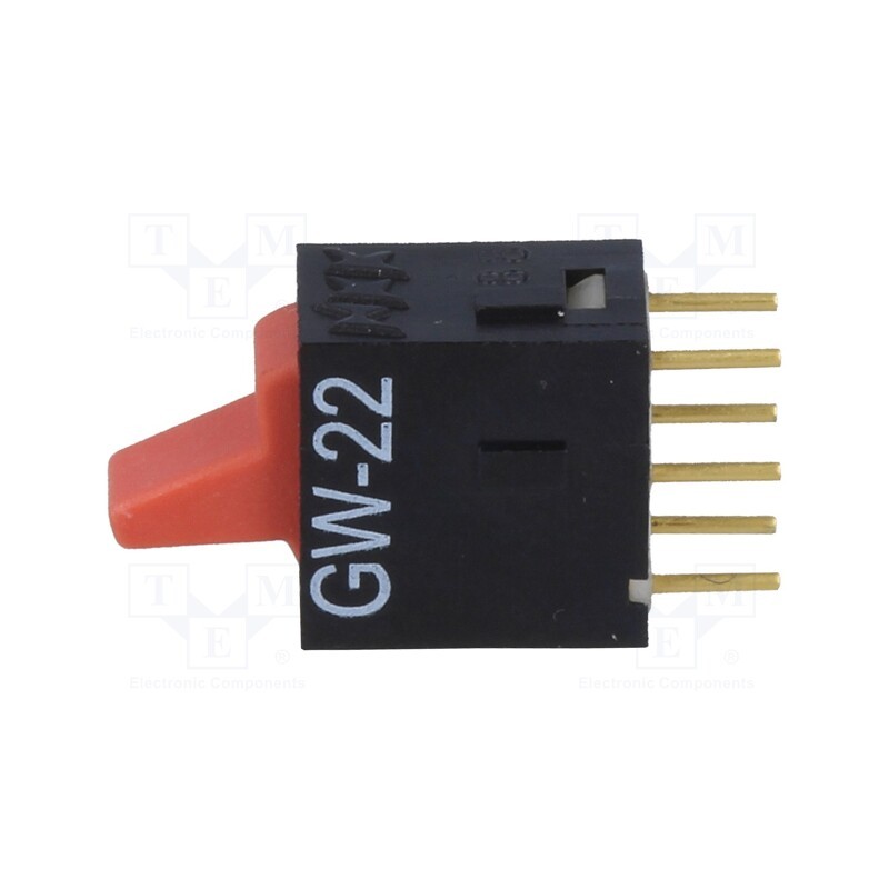 1 pcs x NKK SWITCHES - GW22LCP - ROCKER, DPDT, Pos: 2, ON-ON, 0.01A/28VAC, 0.01A/28VDC, -25÷55°C